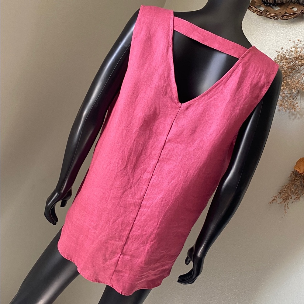 Harve Benard Pure Linen Blush Red Sleeveless Tank Top NWTs - Picture 7 of 10